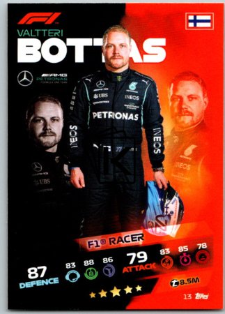 2021 Topps Formule 1 Turbo Attax 13 Valtteri Bottas Mercedes