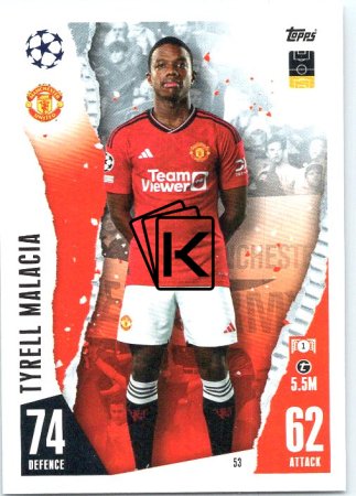 Fotbalová kartička 2023-24 Topps Match Attax UEFA Club Competitions 53	Tyrell Malacia Manchester United-