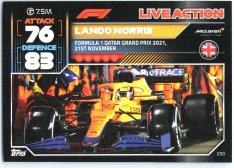 2022 Topps Formule 1Turbo Attax F1 Live Action 2021 250 Lando Norris (McLaren)