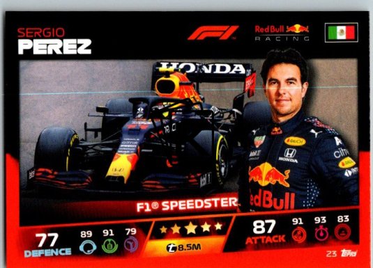 2021 Topps Formule 1 Turbo Attax 23 Speedster Sergio Perez Red Bull Racing