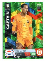 fotbalová karta Topps Match Attax EURO 2024 Green parallel NED3 Virgil Van Dijk (Netherlands)
