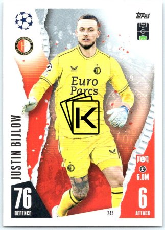 Fotbalová kartička 2023-24 Topps Match Attax UEFA Club Competitions 245 Justin Bijlow Feyenoord