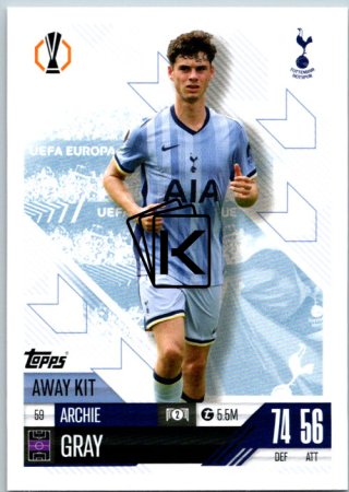 Fotbalová kartička 2024-25 Topps Match Attax EXTRA UEFA Club Competitions Away Kit 59.  Archie Gray (Tottenham Hotspur)