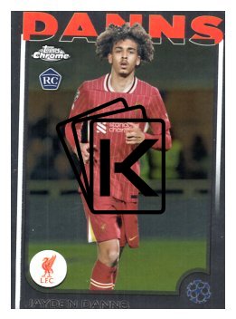 fotbalová kartička 2024-25 Topps Chrome 193 Jayden Danns, Liverpool FC RC