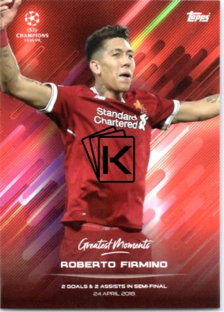 fotbalová kartička 2021 Topps O Jogo Bonito Roberto Firmino Liverpool FC Greates Moments vs. Barcelona