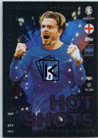 fotbalová karta Topps Match Attax EURO 2024 Hot Shots Limited Edition HSLE2 Jack Grealish (England)
