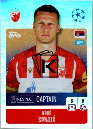 2024-25 Topps Champions League 456 Uroš Spajić (FK Crvena Zvezda)
