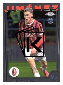 fotbalová kartička 2024-25 Topps Chrome UCC 73 Álex Jiménez, AC Milan RC
