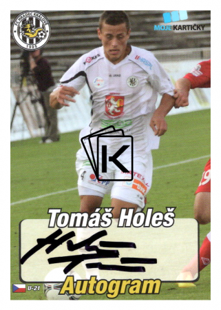 podepsaná fotbalová kartička 2014 MK FC Hradec Králové A7 Tomáš Holeš Rookie
