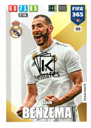Fotbalová kartička Panini Adrenalyn XL FIFA 365 - 2020 Team Mate 135 Karim Benzema Real Madrid CF