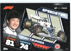 2022 Topps Formule 1Turbo Attax F1 Speedster 147 Yuki Tsunoda (Scuderia AlphaTauri)