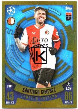 Fotbalová kartička 2023-24 Topps Match Attax UEFA Club Competitions Limited Edition LE19 Santiago Gimenez Feynoord