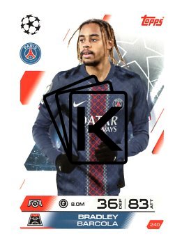 fotbalová kartička 2025-26 Topps Match Attax UCC 240 Bradley Barcola (Paris Saint-Germain)