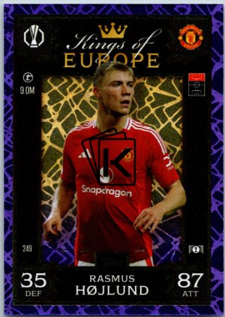 Fotbalová kartička 2024-25 Topps Match Attax EXTRA UEFA Club Competitions Kings of Europe 249.  Rasmus Højlund (Manchester United)