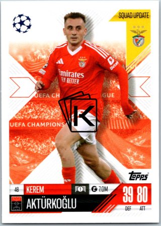 Fotbalová kartička 2024-25 Topps Match Attax EXTRA UEFA Club Competitions Squad Update 48.  Kerem Aktürkoğlu (SL Benfica)