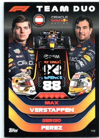 2022 Topps Formule 1Turbo Attax F1 Team Duo156 Max Verstappen / Sergio Perez (Red Bull