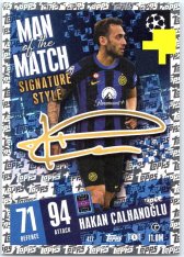 Fotbalová kartička 2023-24 Topps Match Attax UEFA Club Competitions  Man of the Match Signature Style 427	Hakan Çalhanoğlu FC Inter Milan