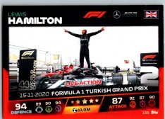 2021 Topps Formule 1 Turbo Attax Live Action 155 Lewis Hamilton Mercedes