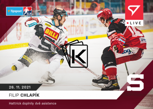 Hokejová kartička SportZoo 2021-22 Live L-050 Filip Chlapík HC Sparta Praha