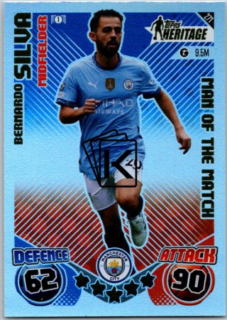 Fotbalová kartička 2024-25 Topps Match Attax EXTRA UEFA Club Competitions Topps Heritage - Man of the Match 271 Bernardo Sila (Manchester City)