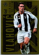 Fotbalová kartička 2024-25 Topps Match Attax EXTRA UEFA Club Competitions Gold Edge Edition GOL 7.  Dušan Vlahović (Juventus)