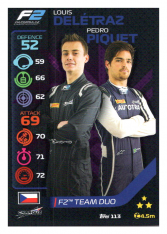 2020 Topps Formule 1 Turbo Attax 113 Team Duo F2 Louis Deletraz & Pedro Piquet Charouz Team