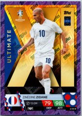 fotbalová karta Topps Match Attax EURO 2024 Purple Sapphire Holograph Ultimate UXI8 Zinedine Zidane France