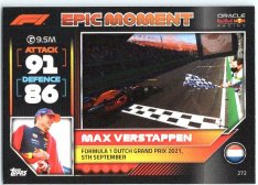 2022 Topps Formule 1Turbo Attax F1 Epic Moments 2021 272 Max Verstappen (Red Bull Racing)