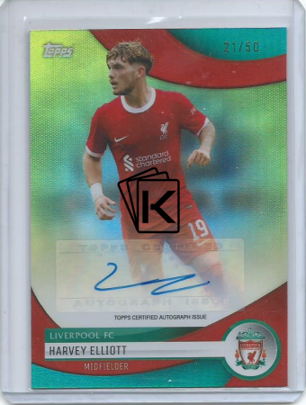 2023-24 Topps Liverpool FC You’ll Never Walk Alone Team Set Harvey Elliot gold refractor /50 autograph