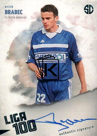 podepsaná karta 2025 Supr Cards Liga 100 BR-ER Erich Brabec FC Petra Drnovice Turquoise /5