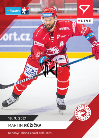 hokejová kartička SportZoo 2021-22 Live L-009 Martin Růžička HC Oceláři Třinec