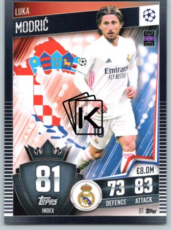 fotbalová kartička 2020-21 Topps Match Attax 101 Champions League 81 Luca Modrić Real Madrid CF