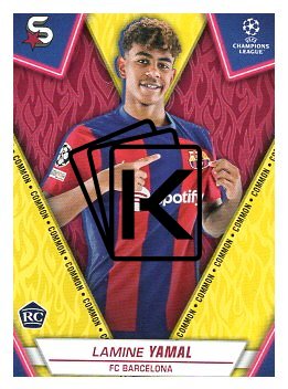 Fotbalová kartička 2023-24 Topps Superstars UEFA Club Competitions 48 Lamine Yamal (FC Barcelona) Yellow RC