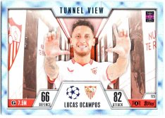 2023-24 Topps Match Attax EXTRA UEFA Club Competition Blue Crystal Parallel Tunnel View 125 Lucas Ocampos (Sevilla FC)