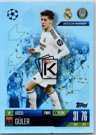 fotbalová kartička 2024-25 Topps Match Attax UEFA Club Competitions  131 Arda Guler (Real Madrid CF)