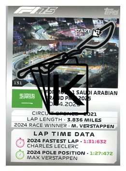 2025 Topps Turbo Attax F1 Track Profiles   131 Jeddah Corniche Circuit
