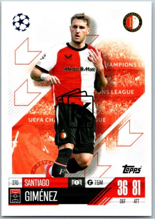 fotbalová kartička 2024-25 Topps Match Attax UEFA Club Competitions 270 Santiago Gimenez (Feyenoord)