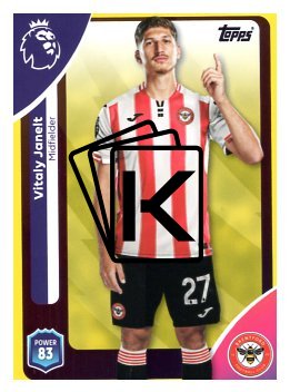 fotbalová kartička 2025-26 Topps  Premier League 62 Vitaly Janelt (Brentford)-PARALLEL Yellow
