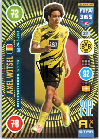 fotbalová karta Panini Adrenalyn XL FIFA 365 2021 International Stars 321 Axel Witsel Borussia Dortmund