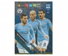 Fotbalová kartička Panini FIFA 365 – 2019 Midfield Engine 337 Manchester City B.Silva D.Silva Gundogan