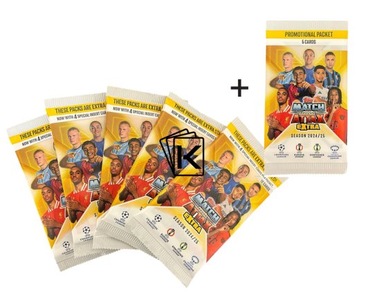 2024-25 Topps Match Attax EXTRA UEFA Club Competitions 5 Balíčků + 1 balíček zdarma