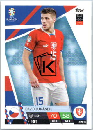 fotbalová karta Topps Match Attax EURO 2024 CZE3 David Jurásek (Czech Republic)