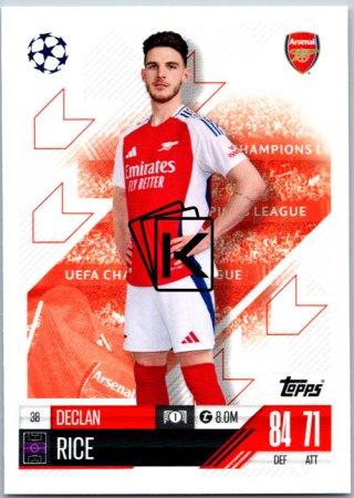 fotbalová kartička 2024-25 Topps Match Attax UEFA Club Competitions  38 Declan Rice (Arsenal)