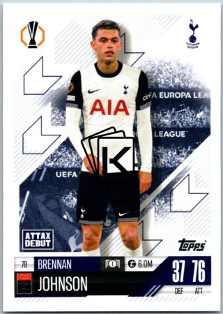 fotbalová kartička 2024-25 Topps Match Attax UEFA Club Competitions  78 Brennan Johnson (Tottenham Hotspur)  -  Attax Debut