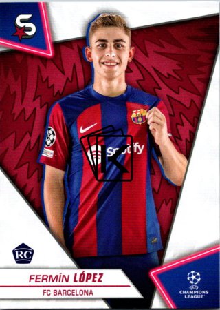 Fotbalová kartička 2023-24 Topps Superstars UEFA Club Competitions 50 Fermín López (FC Barcelona) – RC