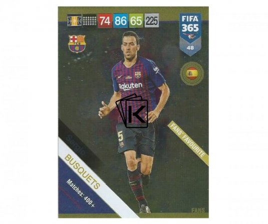 Fotbalová kartička Panini FIFA 365 – 2019 Fans 48 Sergio Busquets FC Barcelona