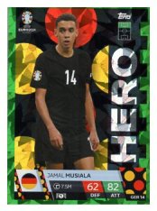 fotbalová karta Topps Match Attax EURO 2024 Green parallel Hero GER 14 Jamal Musiala (Germany