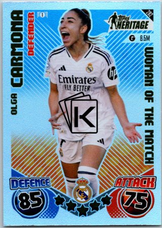 Fotbalová kartička 2024-25 Topps Match Attax EXTRA UEFA Club Competitions Topps Heritage - Man of the Match 282 Olga Carmona (Real Madrid CF)