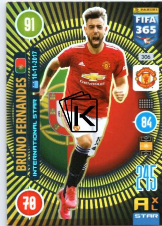 fotbalová karta Panini Adrenalyn XL FIFA 365 2021 International Stars 306 Bruno Fernandes Manchester United