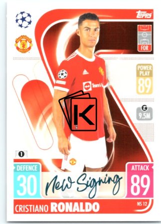 fotbalová kartička 2021-22 Topps Match Attax UEFA Champions League Update New Signing NS12 Cristiano Ronaldo Manchester United